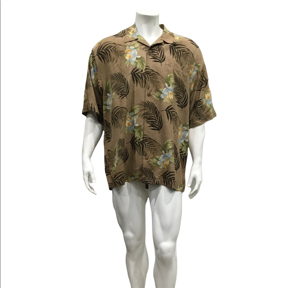 Tommy Bahama Mens Brown Floral Button Shirt